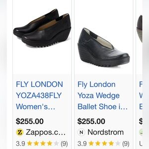 FLY London Yoza Black Wedge Slip-On Shoes Size 8.5 - 9 or 39
